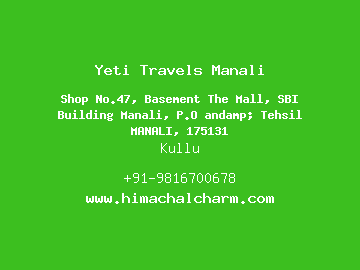 Yeti Travels Manali, Kullu